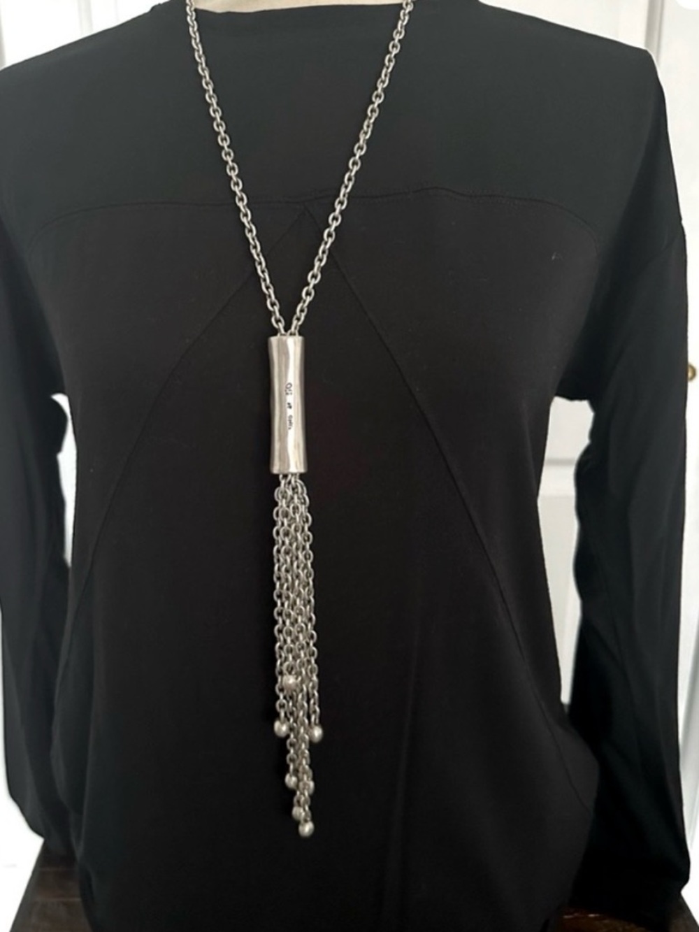 UNO de 50 Silver Plated Long Tassel Pendant Necklace
